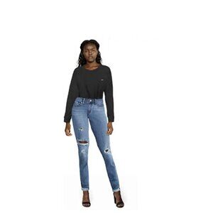 Levi's Women's Boyfriend Blue Distressed Mid-Rise Jeans Tapered Leg SZ 27x27